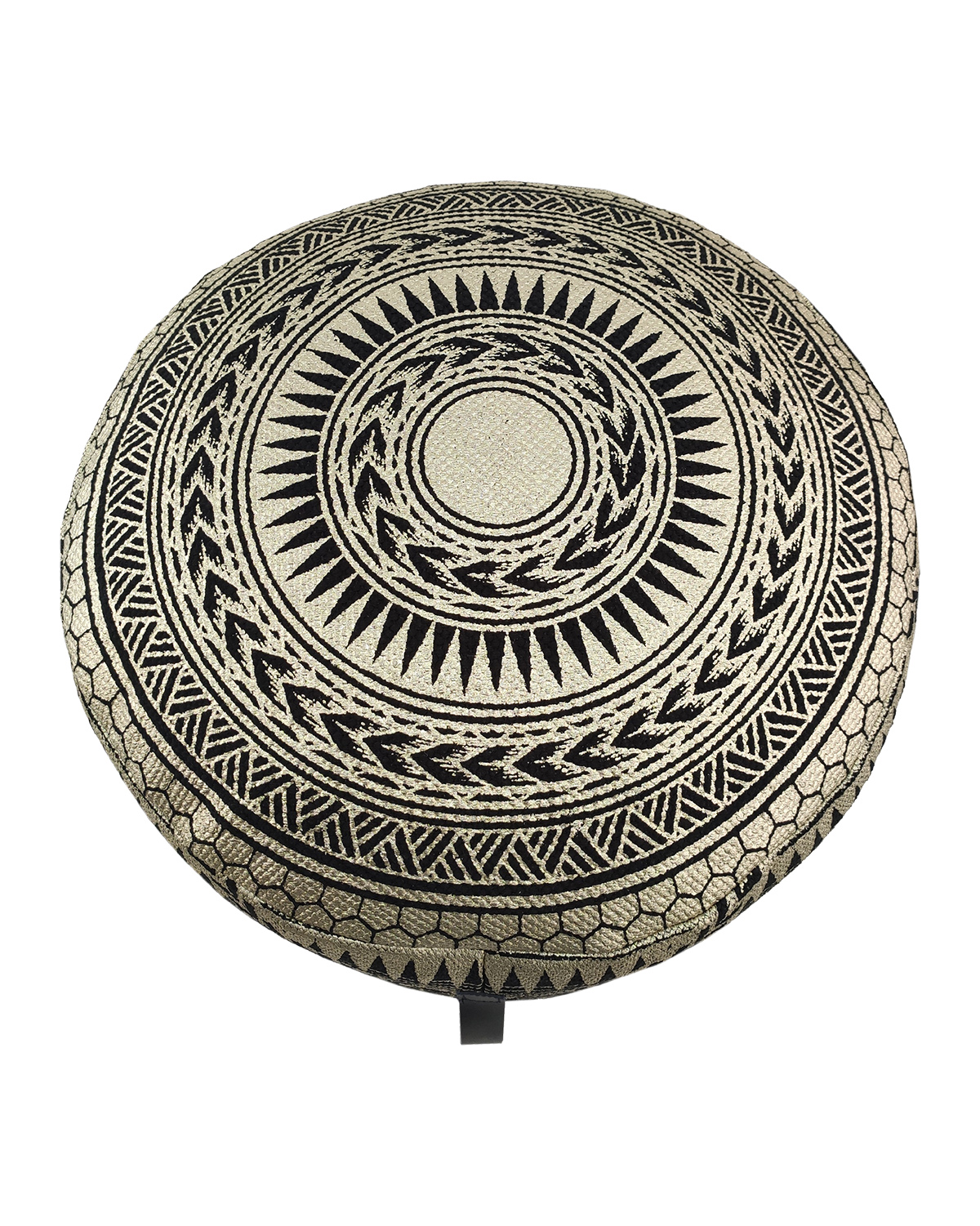 Black and Gold Color Drawing Room Decor Pouf - PF-092 (50x50x30cm) Black and gold color drawing room decor pouf PF-092, 50x50x30cm.
