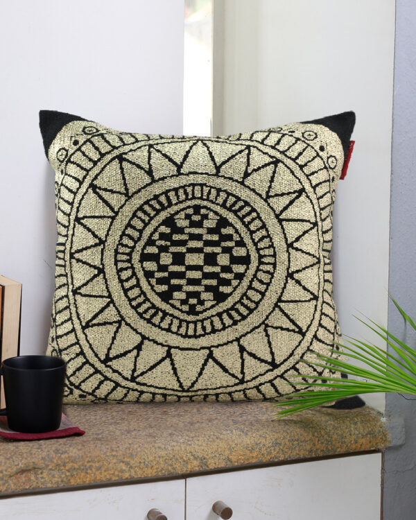 IMG_20221109_111124-2-600x750 Black & Gold Color Cotton Cushion with Filler for Living Room, Bedroom, and Floor - CS 198 (45x45cm) - Image 5