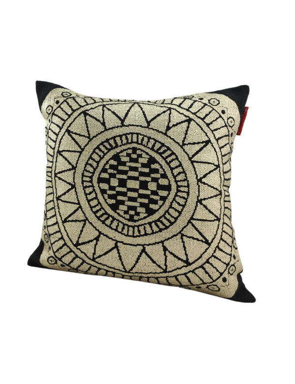 IMG_20221109_111125-1-600x781 Black & Gold Color Cotton Cushion with Filler for Living Room, Bedroom, and Floor - CS 198 (45x45cm) - Image 2
