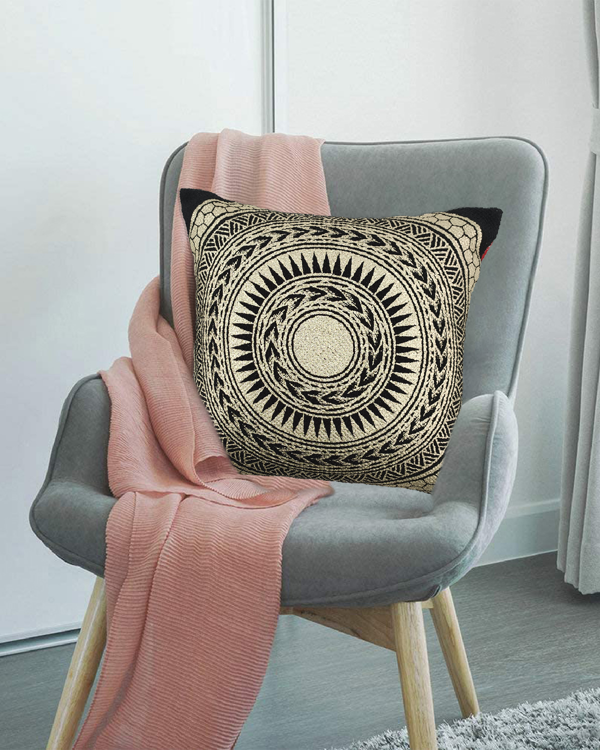 IMG_20221109_111126 Black & Gold Cotton Cushion - CS 197 (45x45cm) - Image 5