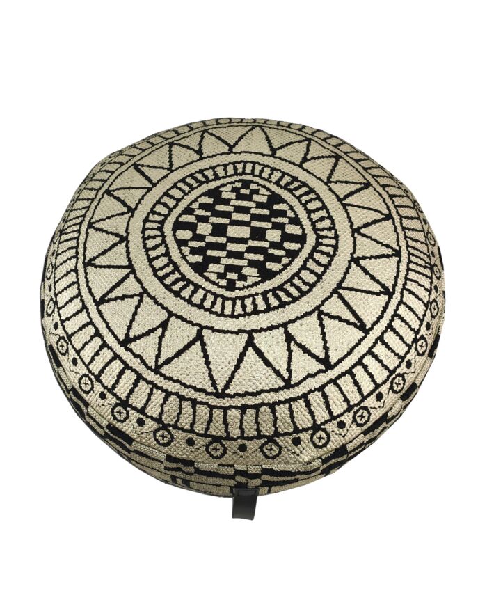 PF-093 black and gold color drawing room decor pouf, 50x50x30cm.