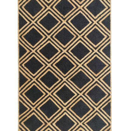 Luxurious Handmade Black & Bleach Color Jute Floor Braided Rug for Dining Room Decor - BR 083 (120x200cm)