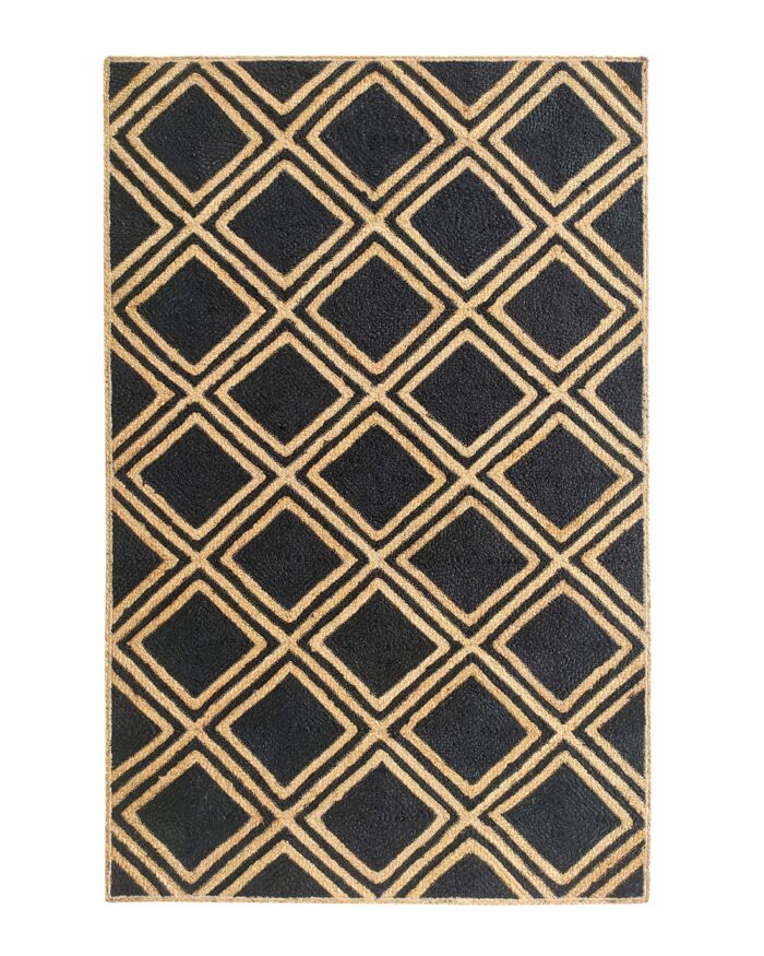 Luxurious Handmade Black & Bleach Color Jute Floor Braided Rug for Dining Room Decor - BR 083 (120x200cm)