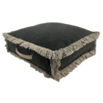 Handcrafted black pouf for living room PF-084 By Ramsha Home