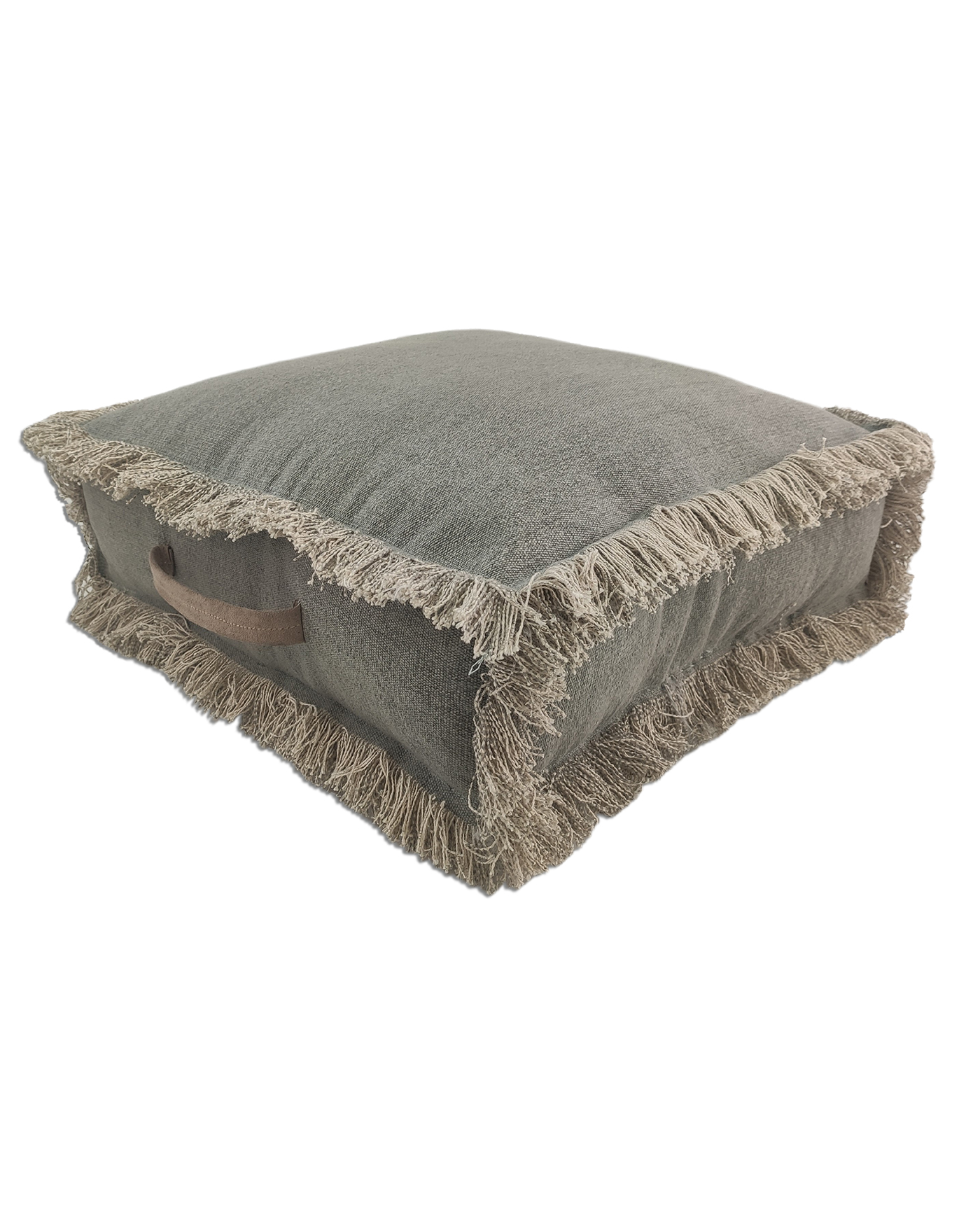 Handcrafted cotton pouf for hallway PF-085 grey 50X50X15cm By Ramsha Home Handcrafted cotton pouf for hallway PF-085 grey color By Ramsha Home