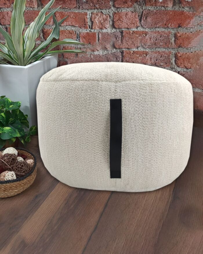 Comfort pouf for home decor PF-095, white color, 50x50x30cm.