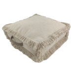 Handcrafted cotton pouf with handle PF-086 in light beige color By Ramsha Home