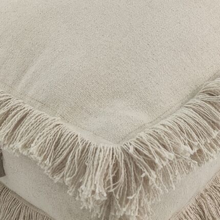 Light beige cotton pouf with handle PF-086 for living room decor By Ramsha Home