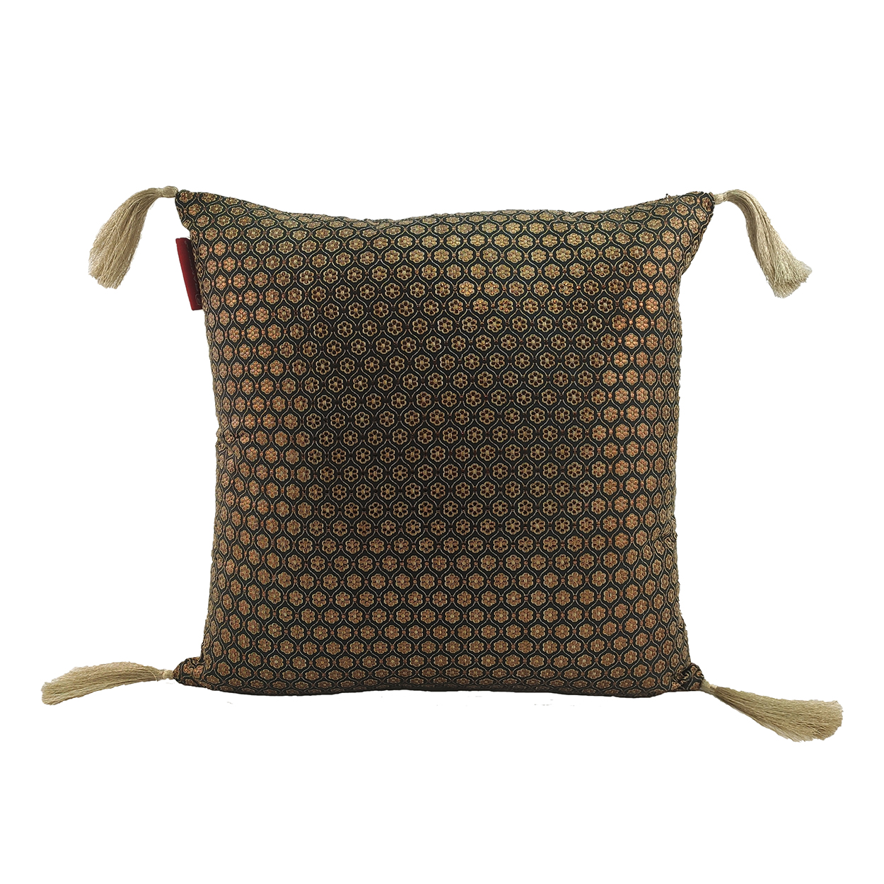 IMG_20230103_1vgrfgth Black and Gold Color Polyester Cushion with Filler for Window Seat, Bed, Floor - CS 230 (45x45cm) - Image 1
