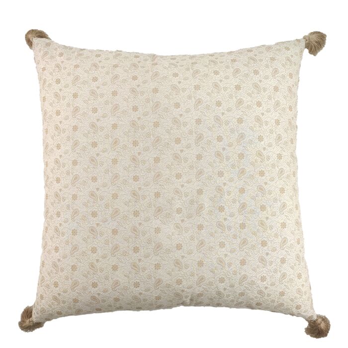 ⁦White and Gold Color Polyester Cushion with Filler for Living Room, Couch - CS 231 (60x60cm)⁩ - الصورة ⁦3⁩