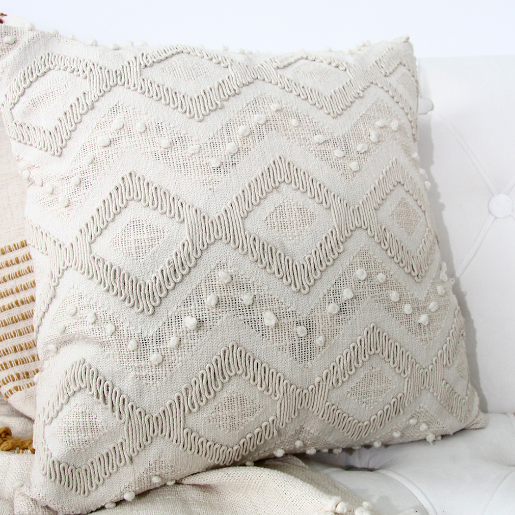 White Cotton Embroidered Cushion CS-264 - 45x45cm for Car and Sofa Decor by Ramsha Home White cotton cushion CS-264 with embroidery, 45x45cm, ideal for car and sofa decor by Ramsha Home.
