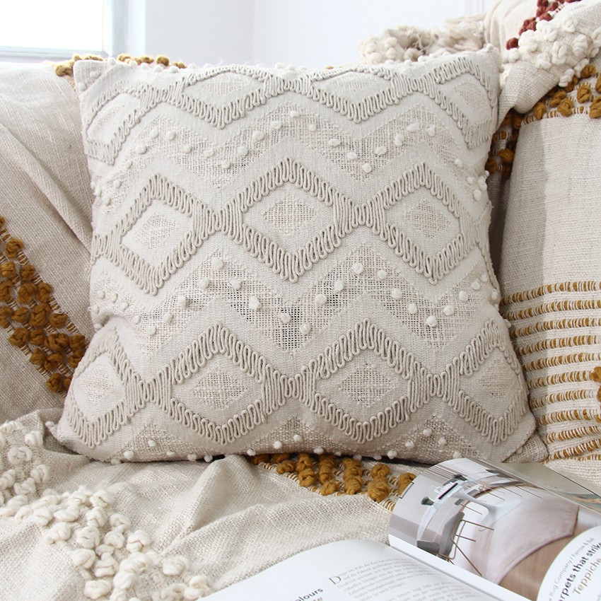 Home Decor Embroidered Cotton Cushion CS-264 - White Color (45x45cm) by Ramsha Home Home decor embroidered cotton cushion CS-264, white color, 45x45cm, for sofa and car by Ramsha Home.