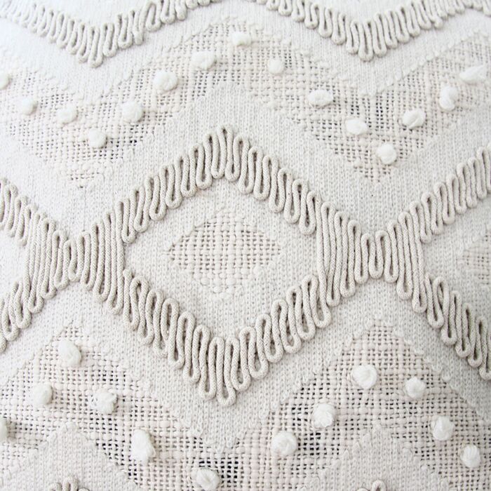 Embroidered cotton cushion CS-264, white color, 45x45cm, perfect for home decor by Ramsha Home.