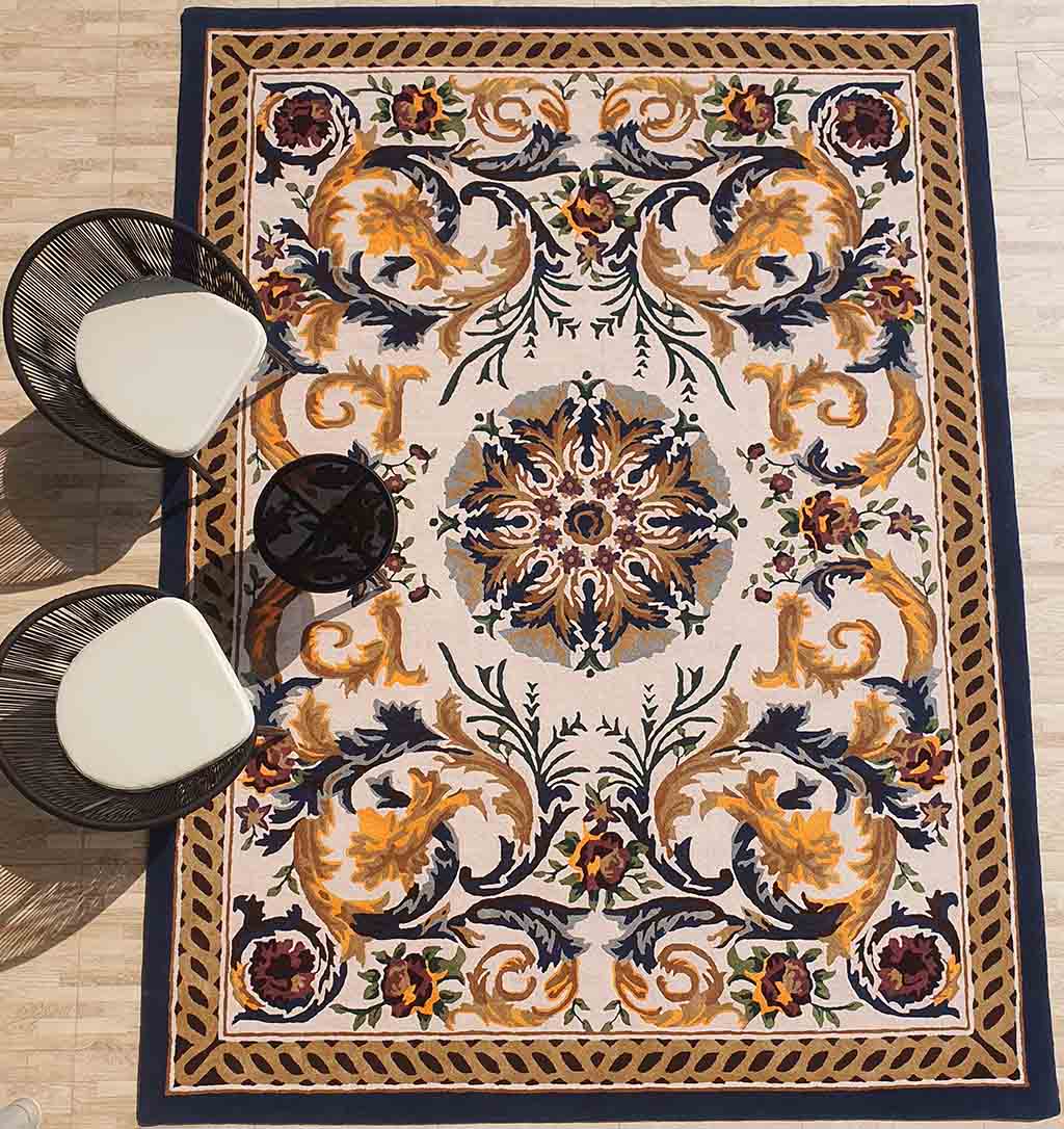 Premium Handcrafted Multi Color Decor Rug in Polyester & Cotton - HTP 02 (300x400cm) by Ramsha Home Handcrafted polyester & cotton multi color decor rug - HTP 02 (300x400cm) by Ramsha Home