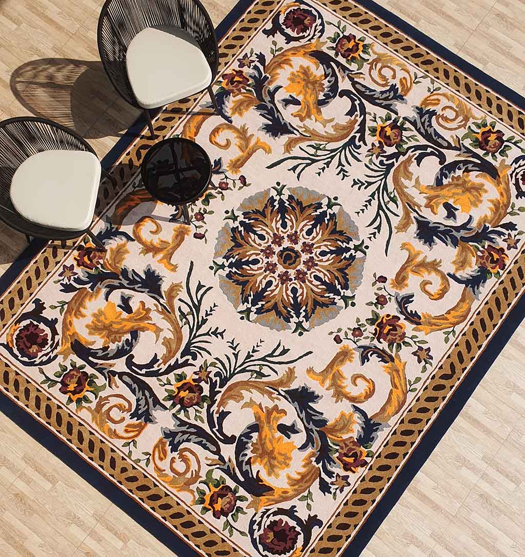 Luxurious Multi Color Decor Rug in Polyester & Cotton - HTP 02 (300x400cm) by Ramsha Home Colorful polyester & cotton handmade decor rug - HTP 02 (300x400cm) by Ramsha Home