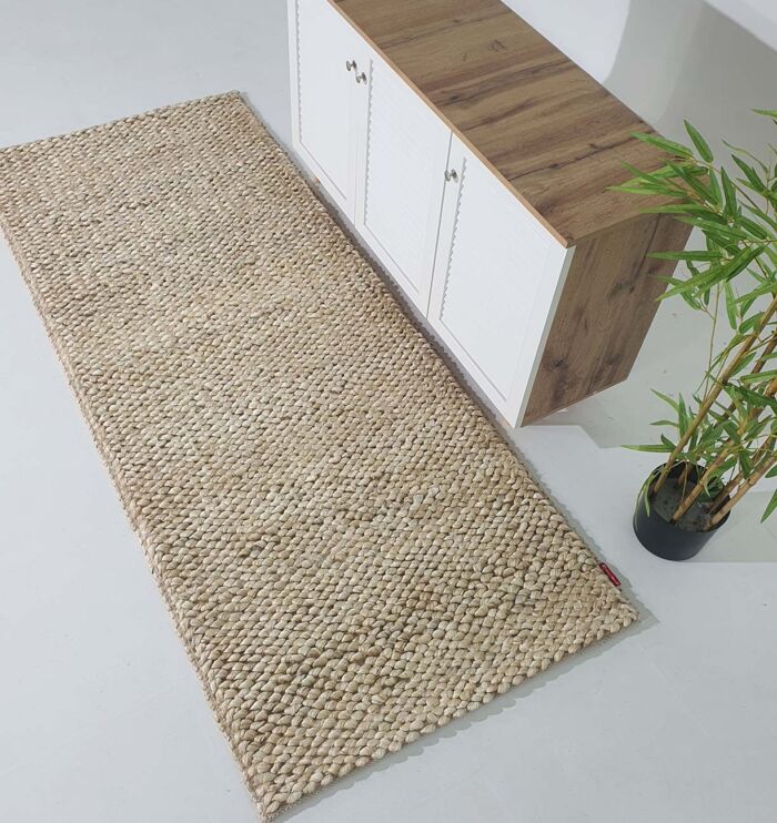 Hand-Woven Farmhouse Rug SR-037, Bleach Color - Ramsha Home
