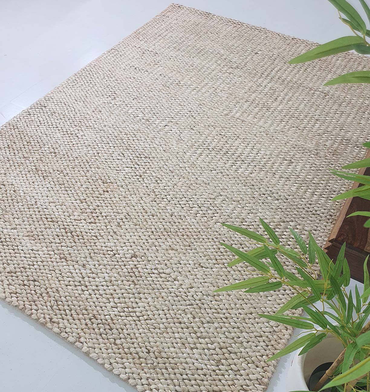 Top Side View of Hand-Woven Farmhouse Rug - Ramsha Home Top Side View of Hand-Woven Farmhouse Rug - Ramsha Home