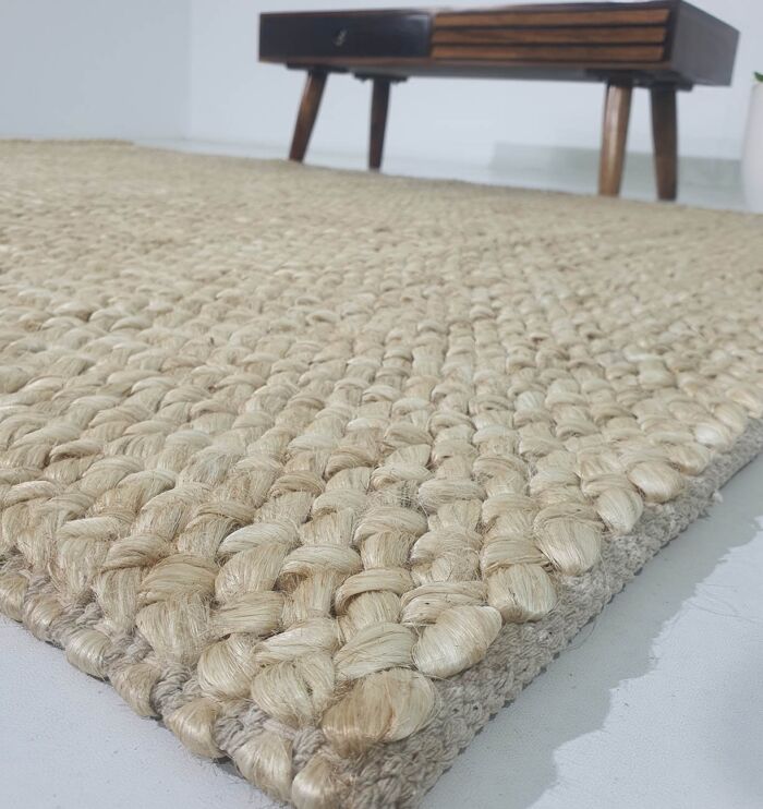 Close-up View of Fine Details on Hand-Woven Farmhouse Rug - Ramsha Home