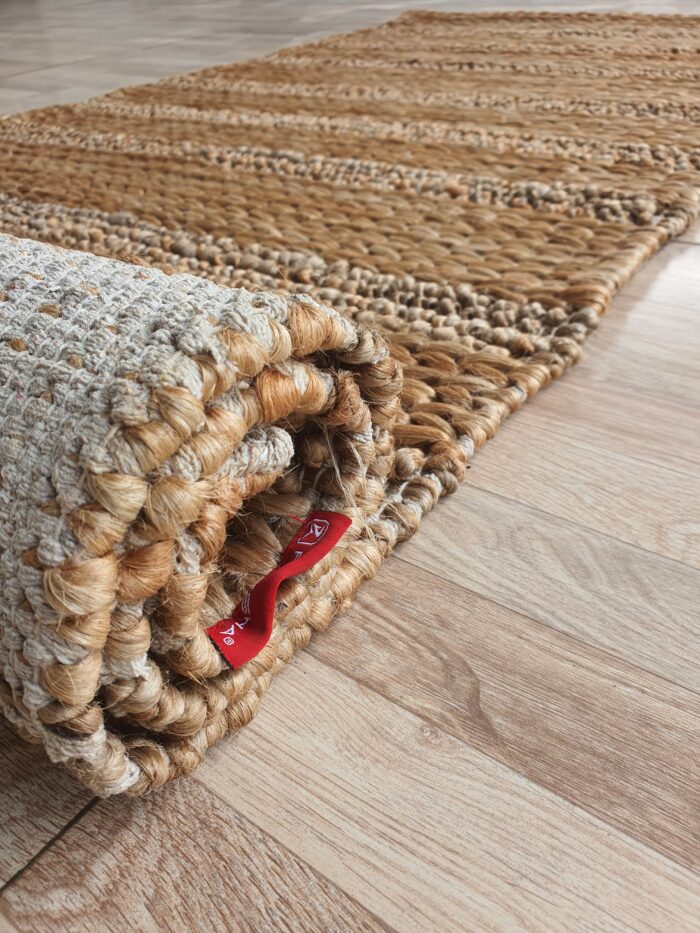 Contemporary jute and cotton woven rug SR 043 (80x200cm) ideal for minimalist decor by Ramsha Home
