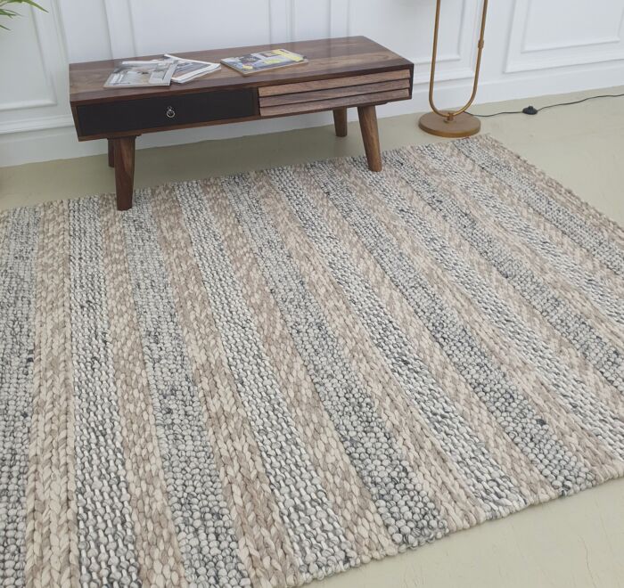 Natural color woven wool & cotton area rug SR 050 (300x400cm) by Ramsha Home