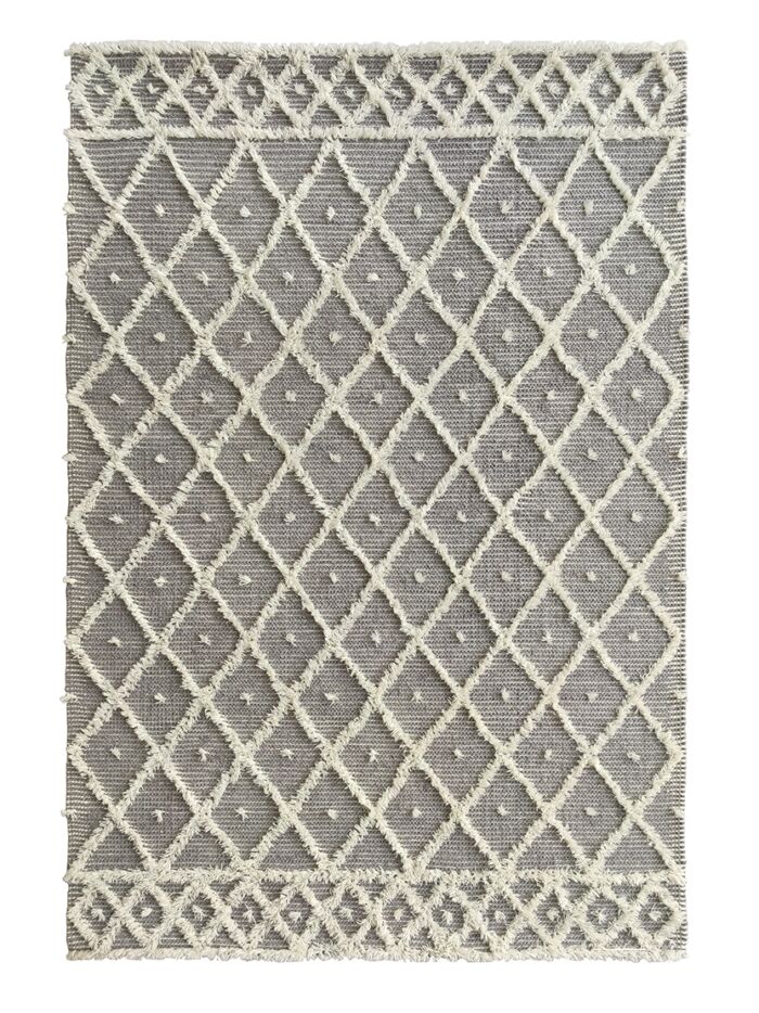 Natural & White Color Wool-Cotton Woven Rug - SRN 015 (140x200cm)