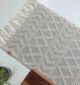 Detailed View of Natural White Wool and Cotton Woven Rug SRN-020 - Ramsha Home