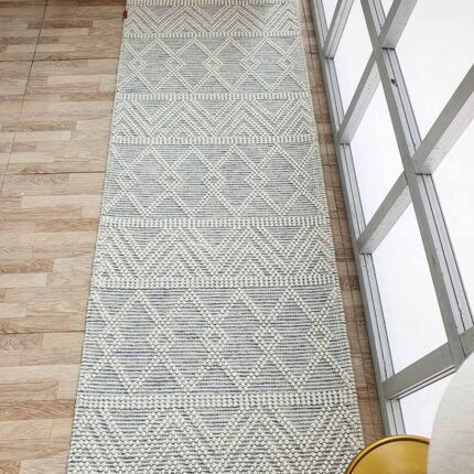 Handcrafted natural white decorative woven rug - SRN 021 (80x200cm) by Ramsha Home