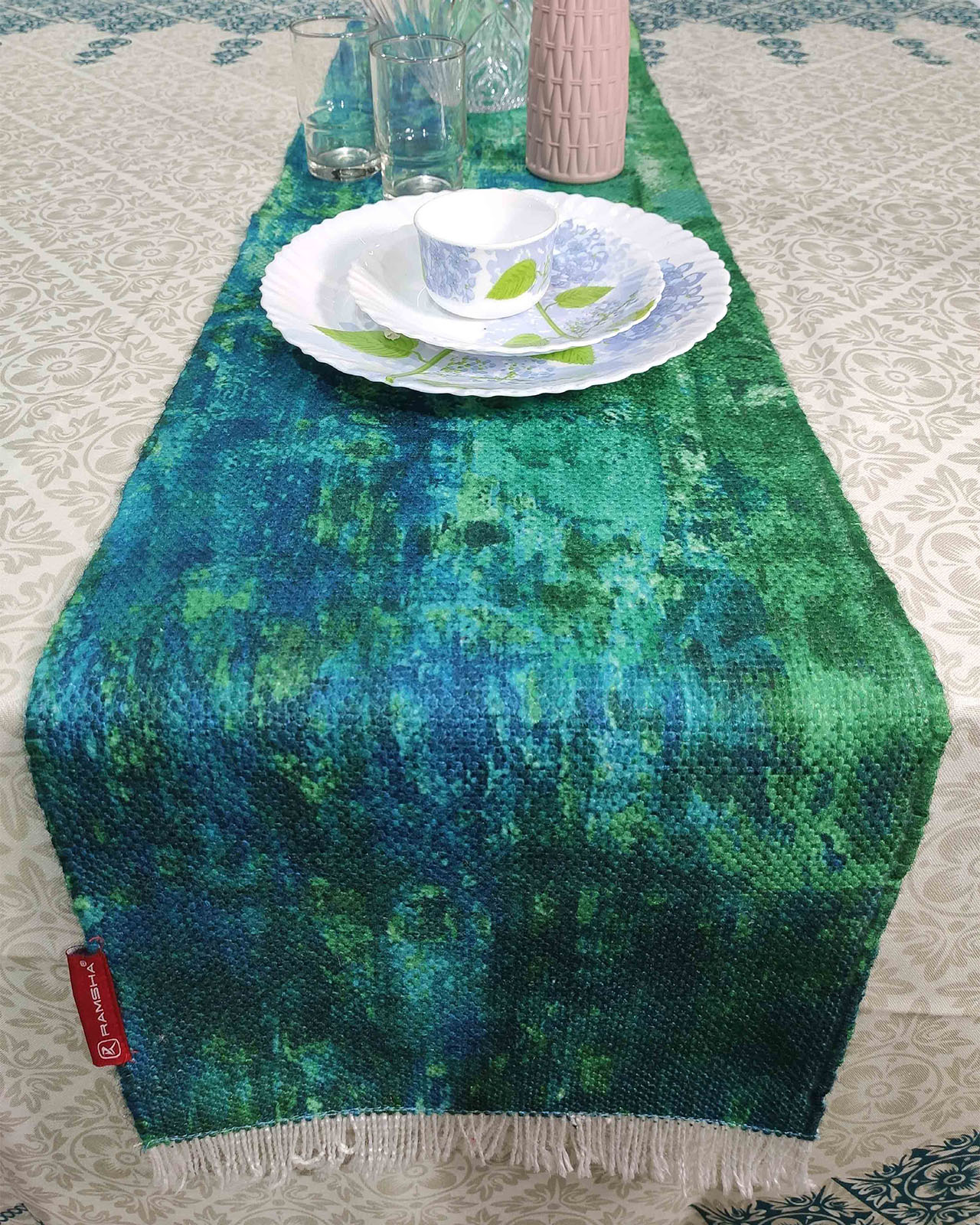 Stylish Multi Color Polyester Table Runner TR 013 40x220cm By Ramsha Home Stylish Multi Color Polyester Table Runner TR 013 40x220cm By Ramsha Home