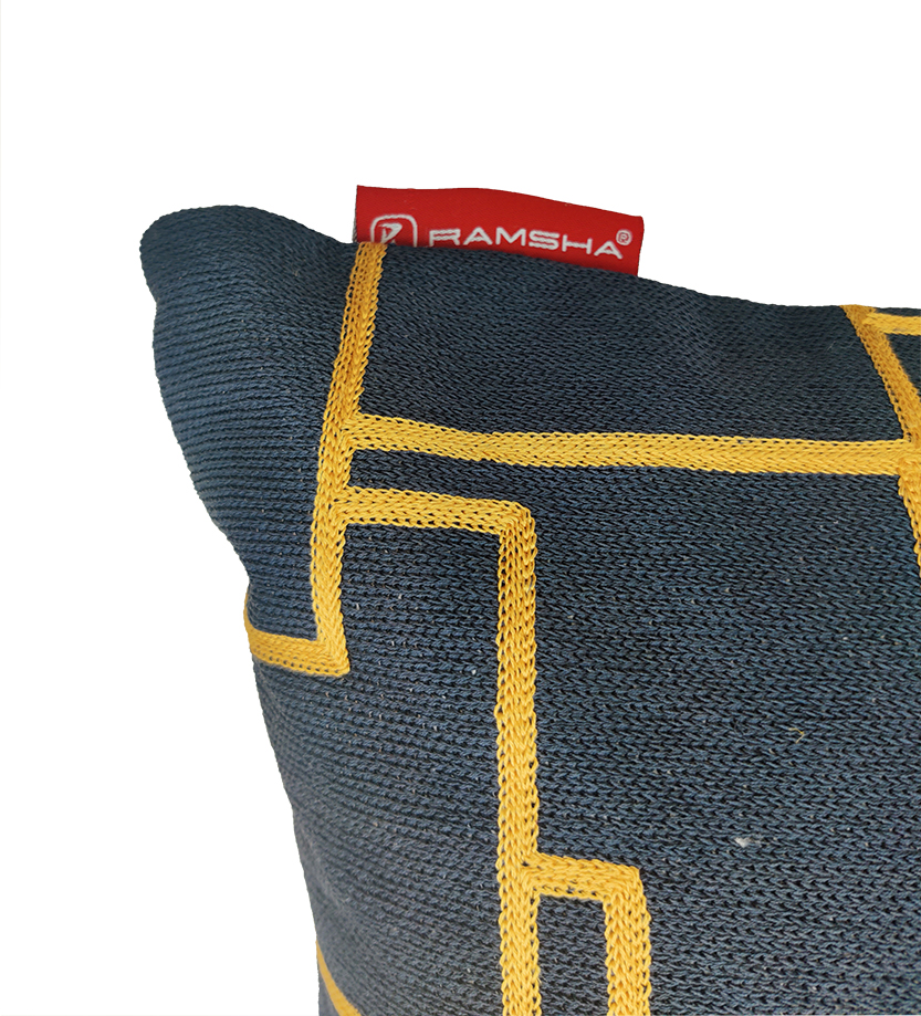 TG78Y48 Black and Gold Cotton Cushion with Filler - CS 261 (45x45cm) - Image 3