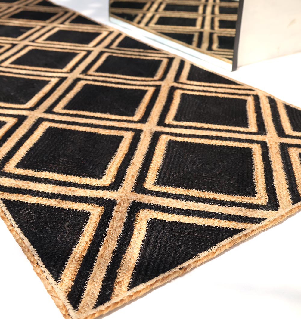 Handmade Natural & Black Braided Jute Rug for Hallway – BR 083 (80x200cm) Handmade natural & black jute braided hallway rug – BR 083 (80x200cm)