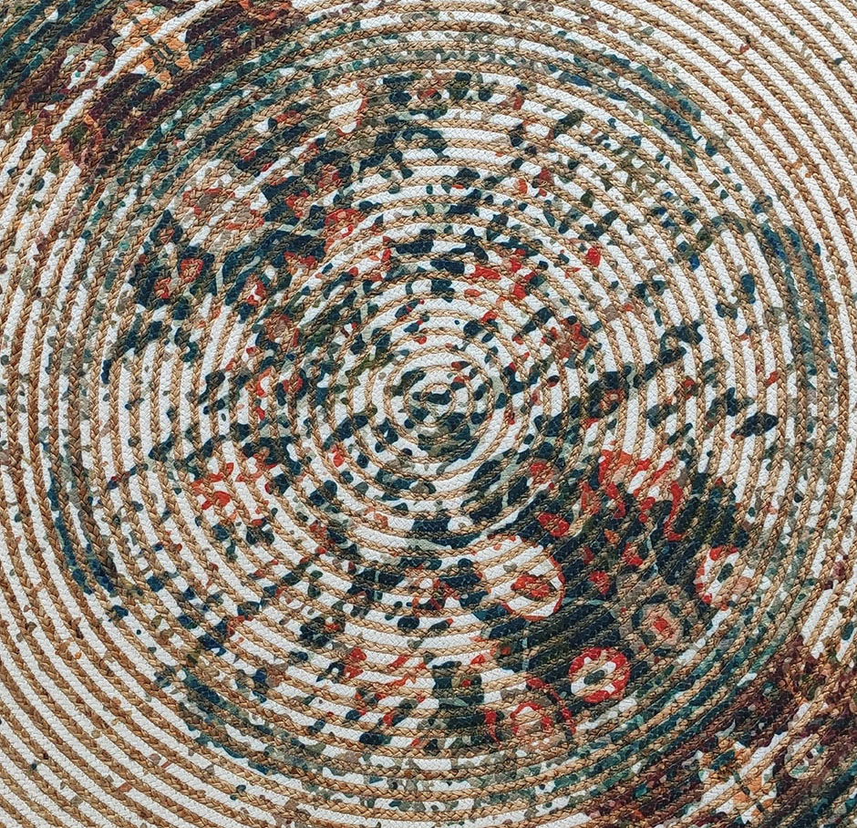derwr6.jpg Luxurious Handmade Multi Color Jute & Pet Yarn Round Braided Rug - BR 024 (150cm) - Image 4