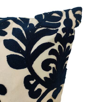 Navy blue and white embroidery cotton cushion CS-270 with filler 45X45cm