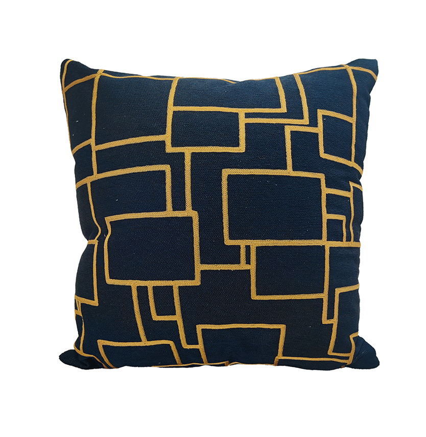 ,gftkr4-0to6 Black and Gold Cotton Cushion with Filler - CS 261 (45x45cm) - Image 1