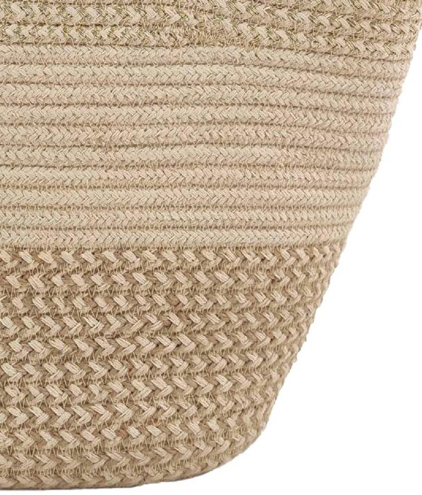i7ui Handmade Jute & Cotton Basket with Handle - BS 012 (40x25x30cm) - الصورة 2