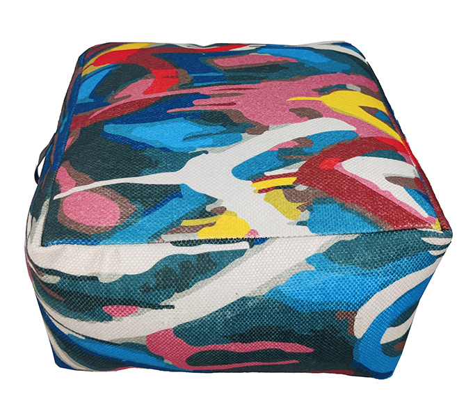 Stylish Home Decor Printed Pouf PF-121: Multi Color, 50x50x30cm Printed pouf PF-121 for home decor, multi color 50x50x30cm - cozy and versatile decor piece by Ramsha Home.