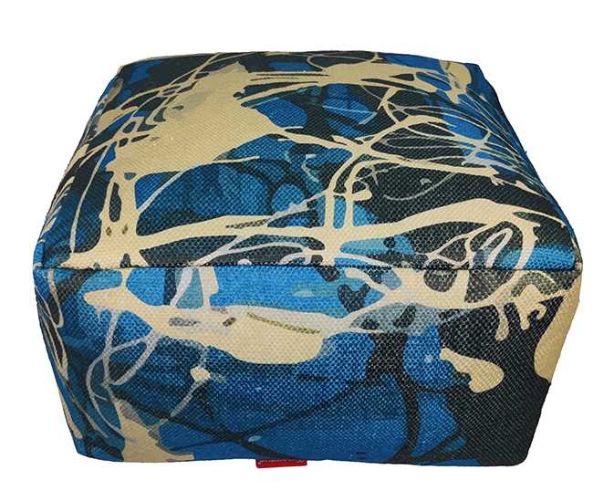 Stylish Study Room Pouf PF-123: Polyester Multi 50x50x30cm Study room pouf PF-123, polyester multi, 50x50x30cm, enhances home decor by Ramsha Home.
