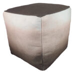Rainbow brown polyester pouf, 40x40x40cm, ideal for bedroom decor by Ramsha Home.