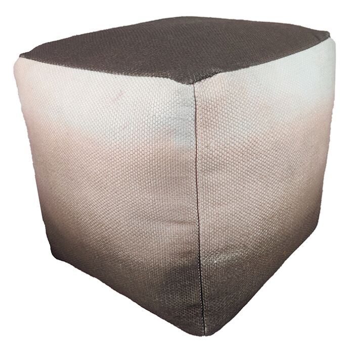 Rainbow brown polyester pouf, 40x40x40cm, ideal for bedroom decor by Ramsha Home.