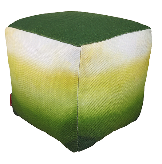 Rainbow Green Pouf PF-128: Perfect for Hallway Decor PF-128 rainbow green pouf, 40x40x40cm, ideal for hallway decor by Ramsha Home.