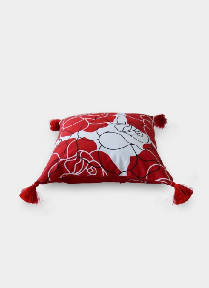 Red & White Color Polyester Cushion with Filler for Bed, Couch, Floor - CS 232 (40x40cm) - Image 2