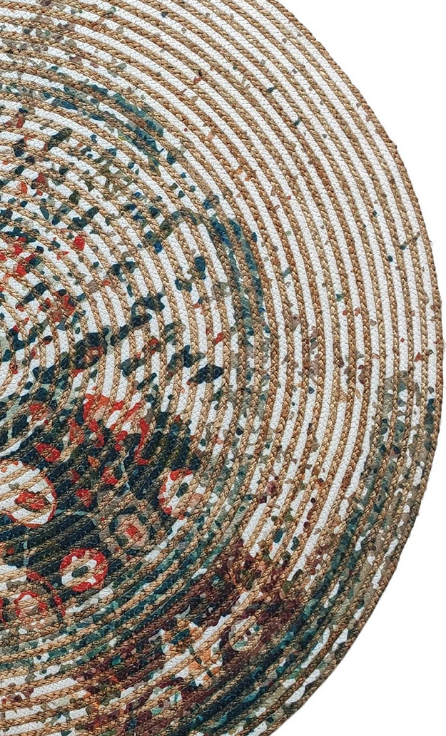 rr444.jpg Luxurious Handmade Multi Color Jute & Pet Yarn Round Braided Rug - BR 024 (150cm) - Image 3