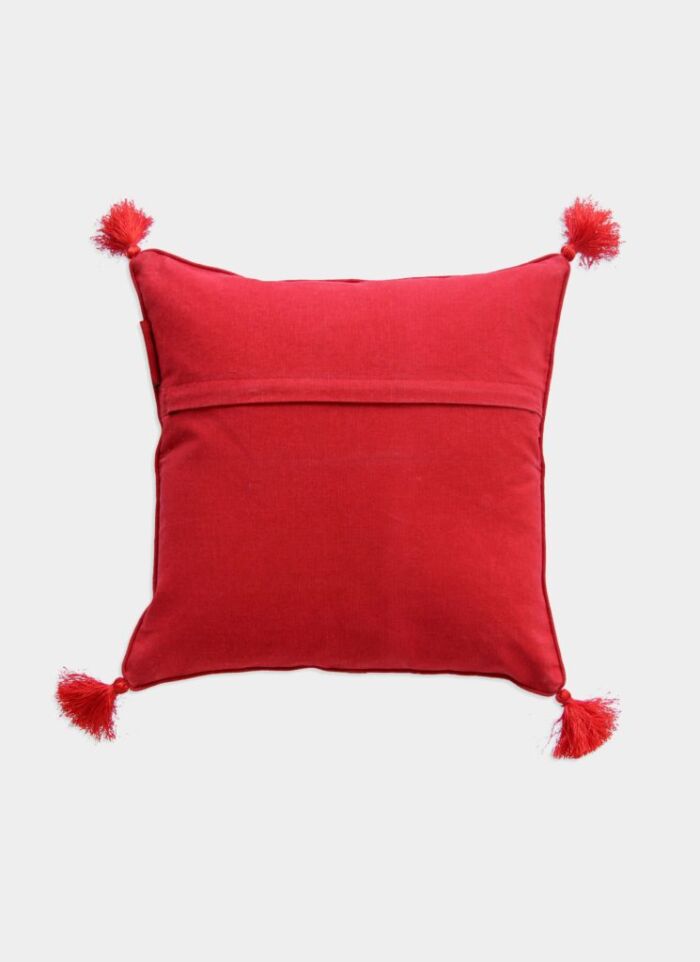 Red & White Color Polyester Cushion with Filler for Bed, Couch, Floor - CS 232 (40x40cm) - Image 4