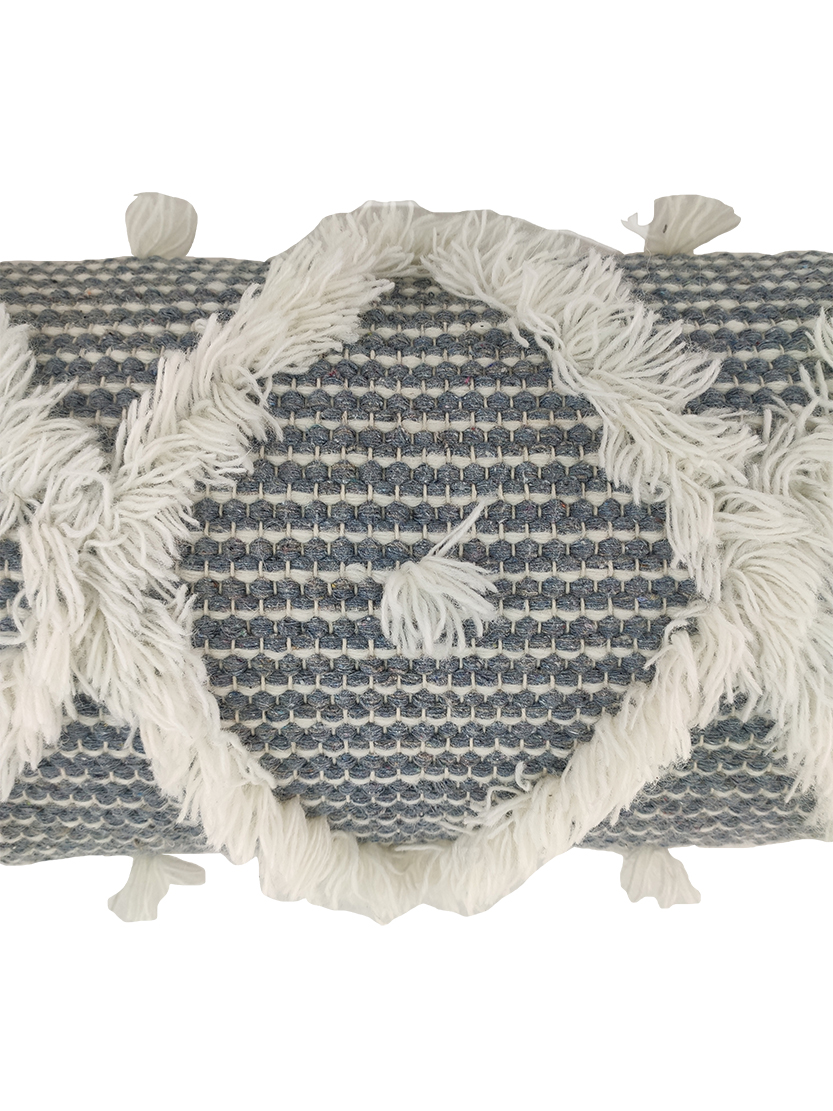 swdews Natural Color Wool & Cotton Cushion with Filler for Bed, Couch - CS 217 (30x90cm) - Image 2