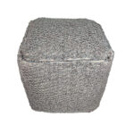 Bedroom pouf PF-110, grey color, 50x50x30cm - plush and stylish seating option for bedrooms by Ramsha Home.