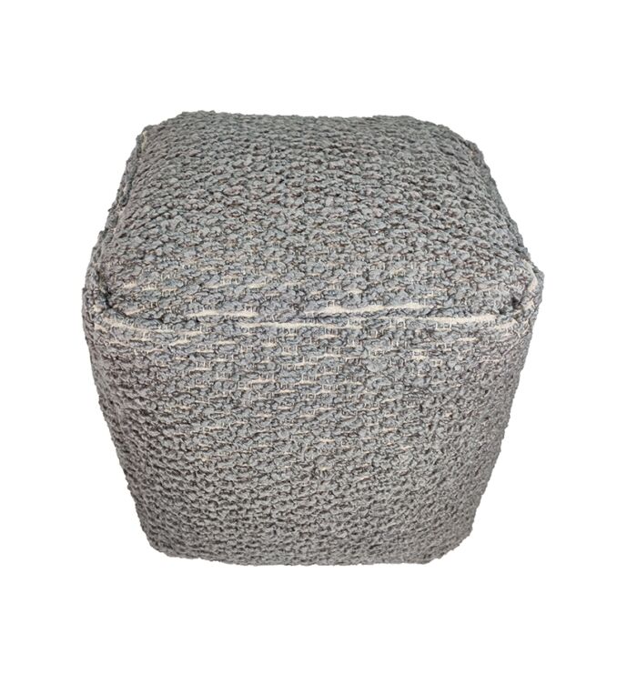 Bedroom pouf PF-110, grey color, 50x50x30cm - plush and stylish seating option for bedrooms by Ramsha Home.