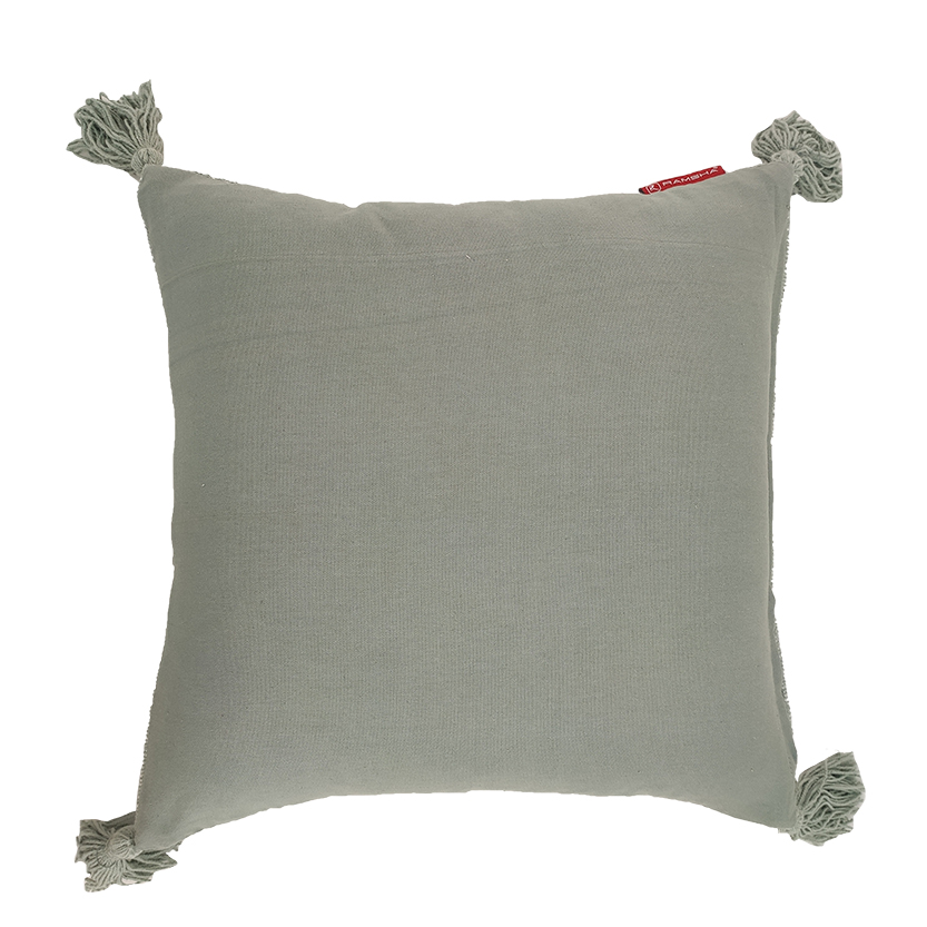 Green Cotton Cushion with Tassels - CS-133 (45X45cm) Green cotton cushion CS-133 with tassels 45X45cm