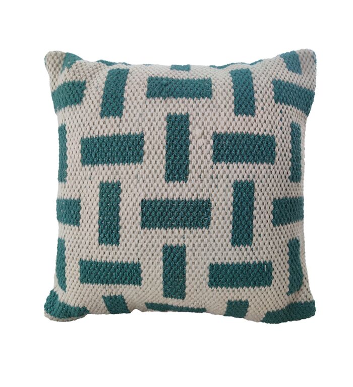 Light Blue & Cream Color Polyester Cushion with Filler for Hallway, Office - CS 256 (45x45cm) - Image 1