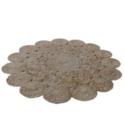 Handmade farmhouse decor round crochet rug in assorted colors, 110cm by Ramsha Home.