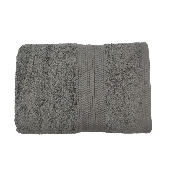 Large cotton bath towel TW-012, 70X150cm, in grey color, perfect for bathroom routines by Ramsha Home.