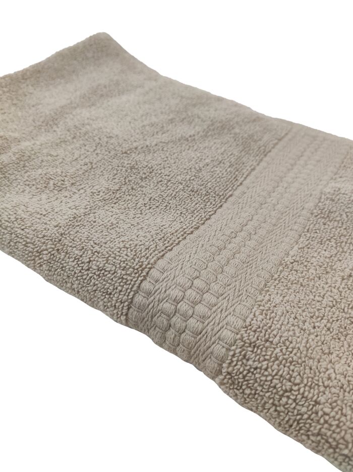 Soft and highly absorbent cotton bath towel TW-013 in beige color, 40X60cm, ideal for bathroom use by Ramsha Home.
